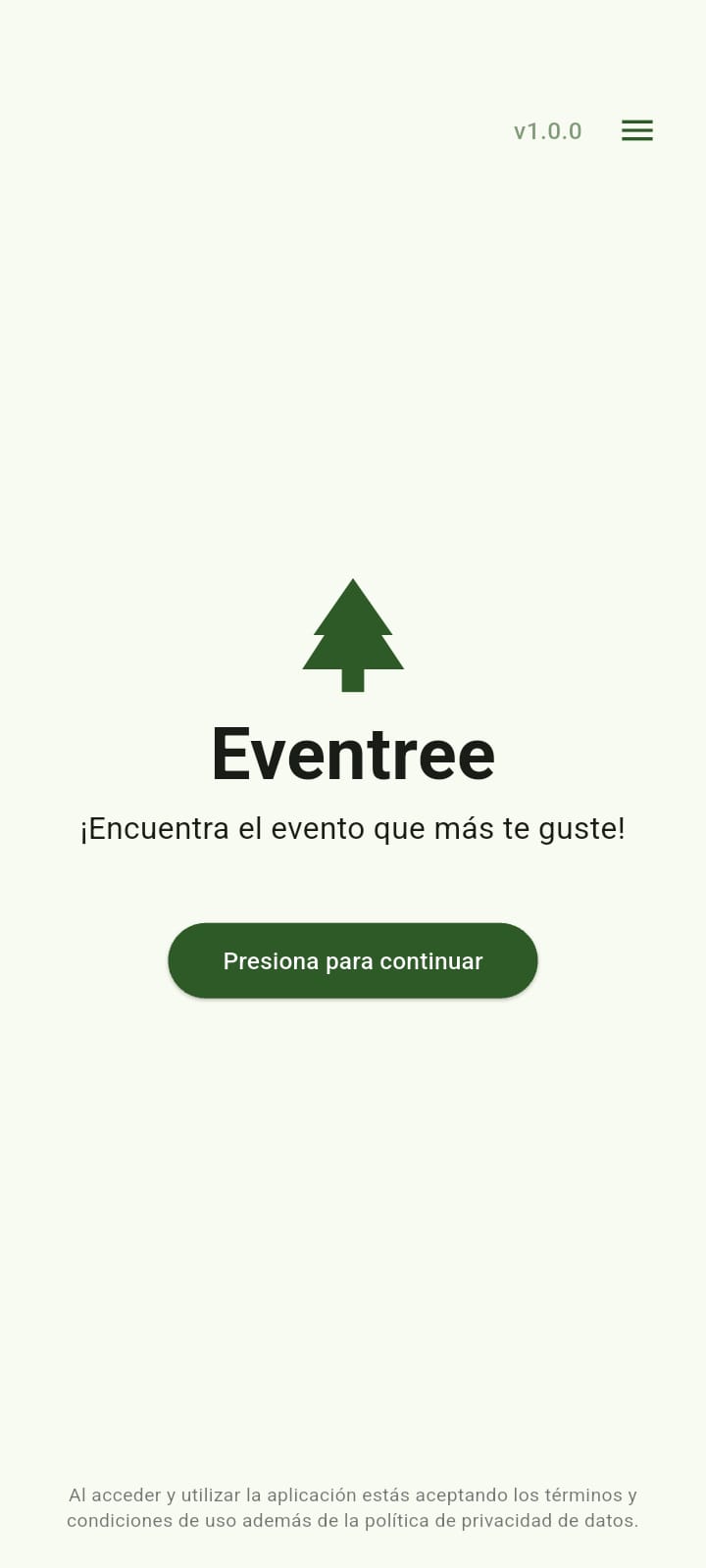 Pantalla Inicio Eventree